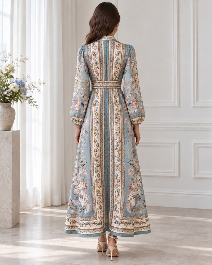 Extra aanzicht van Blauwe Luxe Maxi Jurk