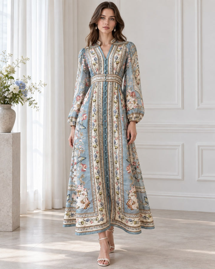 Blauwe Luxe Maxi Jurk van NXT.SCNE