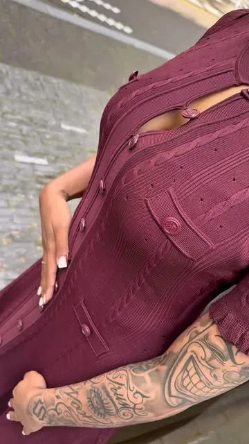 Weitere Ansicht von Bordeauxrotes Midikleid